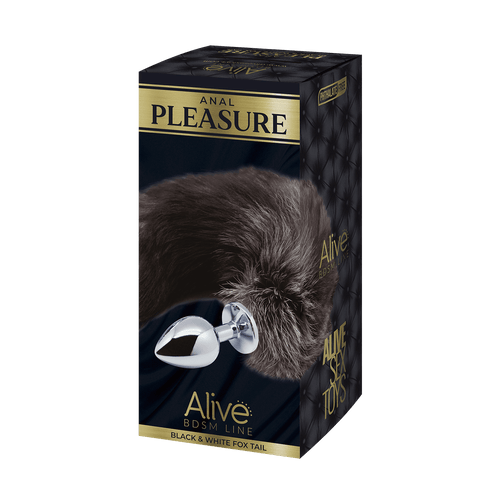 Alive - Plug Anale in Metallo con Coda Volpe Taglia M - Bianca e Nera