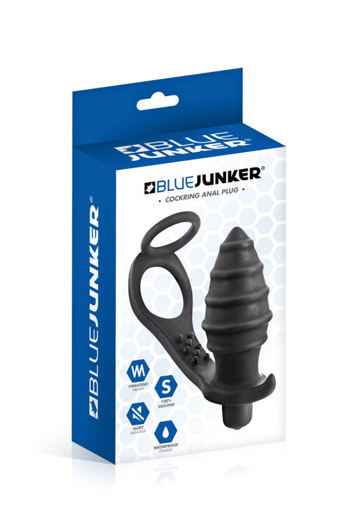 Blue Junker - Plug Anale Vibrante con Doppio Cockiring