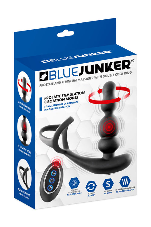 Blue Junker - Stimolatore Prostatico Rotante con Doppio Cockiring
